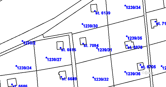 Parcela st. 7094 v KÚ Cheb, Katastrální mapa
