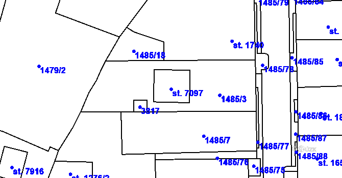 Parcela st. 7097 v KÚ Cheb, Katastrální mapa