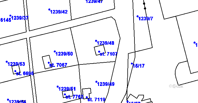 Parcela st. 7107 v KÚ Cheb, Katastrální mapa