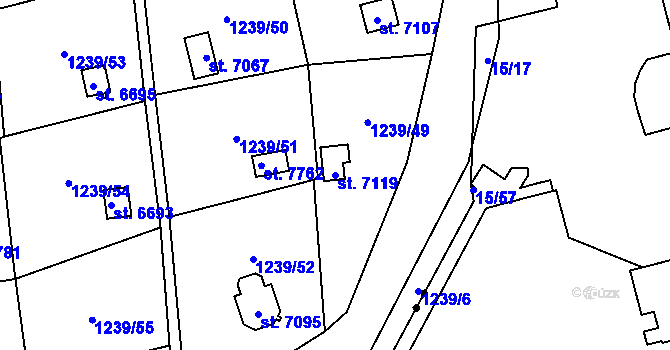 Parcela st. 7119 v KÚ Cheb, Katastrální mapa
