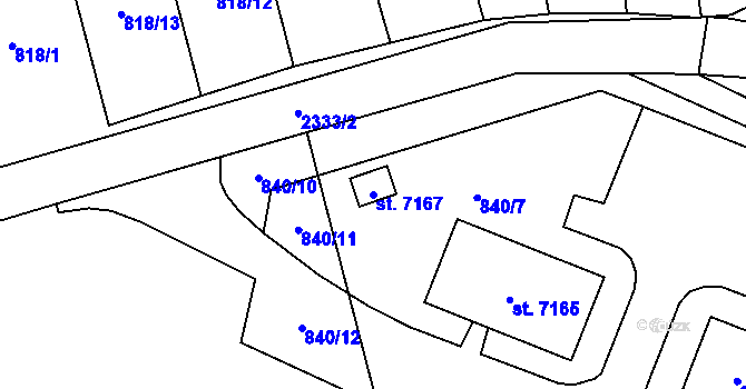 Parcela st. 7167 v KÚ Cheb, Katastrální mapa