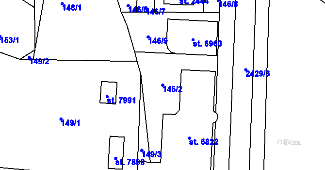 Parcela st. 146/2 v KÚ Cheb, Katastrální mapa