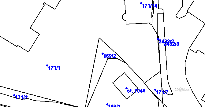 Parcela st. 169/2 v KÚ Cheb, Katastrální mapa