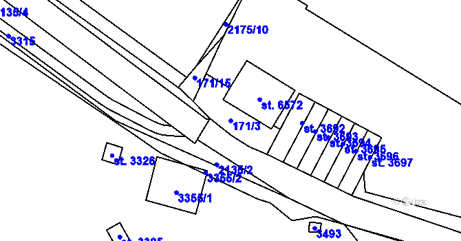 Parcela st. 171/3 v KÚ Cheb, Katastrální mapa