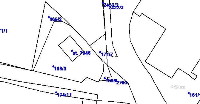 Parcela st. 171/7 v KÚ Cheb, Katastrální mapa