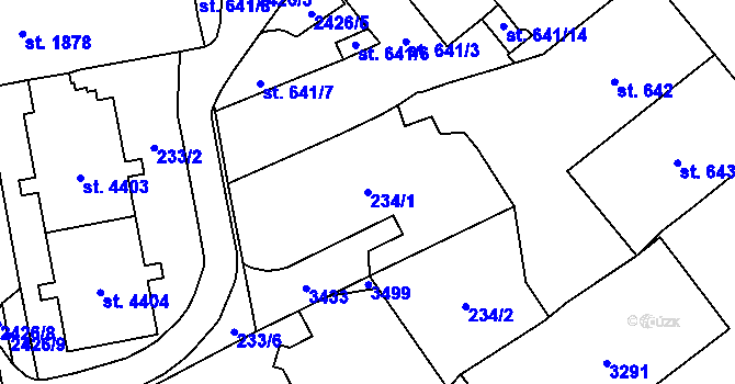 Parcela st. 234/1 v KÚ Cheb, Katastrální mapa