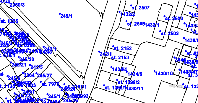 Parcela st. 242/1 v KÚ Cheb, Katastrální mapa