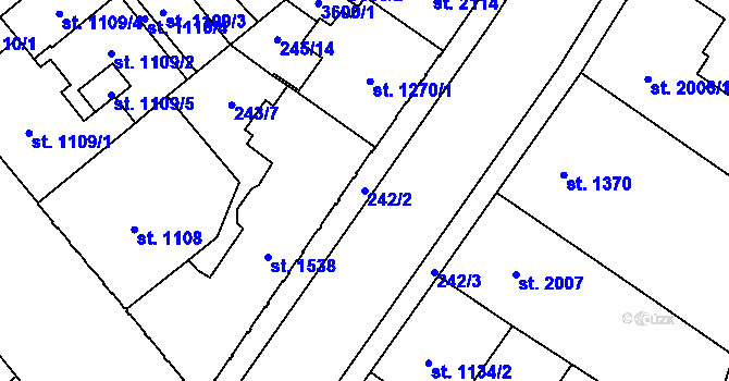 Parcela st. 242/2 v KÚ Cheb, Katastrální mapa