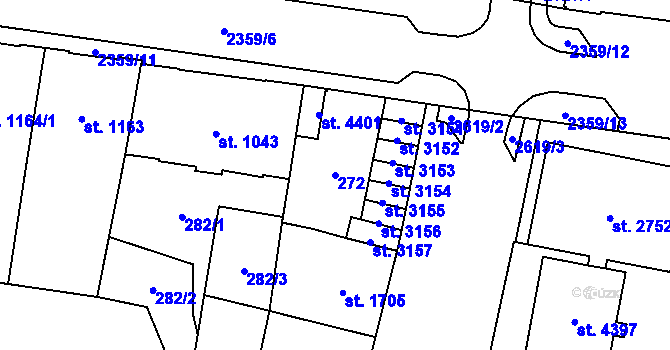 Parcela st. 272 v KÚ Cheb, Katastrální mapa