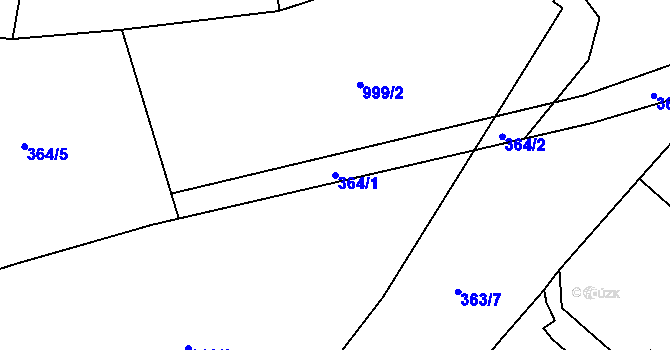 Parcela st. 364/1 v KÚ Cheb, Katastrální mapa