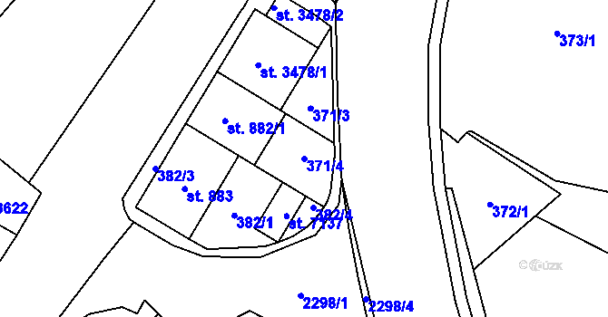 Parcela st. 371/4 v KÚ Cheb, Katastrální mapa