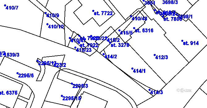 Parcela st. 414/2 v KÚ Cheb, Katastrální mapa