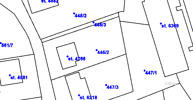Parcela st. 446/2 v KÚ Cheb, Katastrální mapa