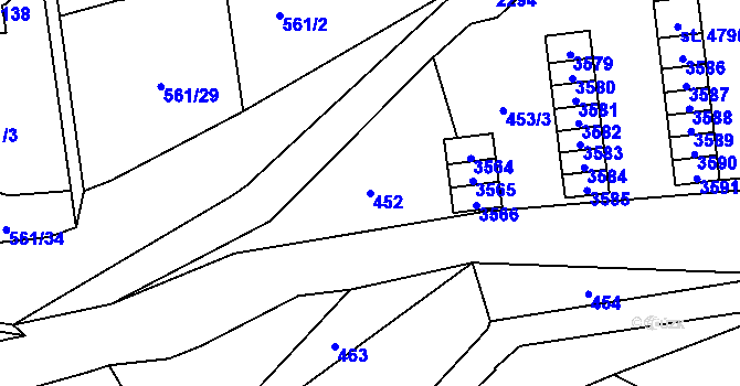Parcela st. 452 v KÚ Cheb, Katastrální mapa