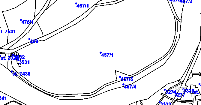 Parcela st. 457/1 v KÚ Cheb, Katastrální mapa