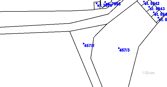 Parcela st. 457/2 v KÚ Cheb, Katastrální mapa