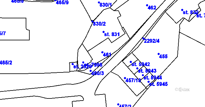 Parcela st. 461 v KÚ Cheb, Katastrální mapa
