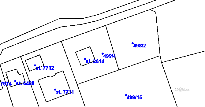 Parcela st. 499/4 v KÚ Cheb, Katastrální mapa