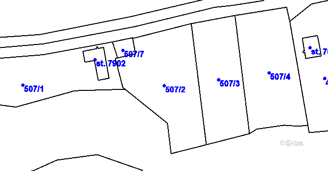 Parcela st. 507/2 v KÚ Cheb, Katastrální mapa
