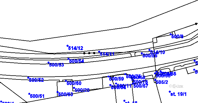 Parcela st. 514/11 v KÚ Cheb, Katastrální mapa