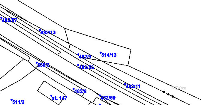 Parcela st. 514/13 v KÚ Cheb, Katastrální mapa