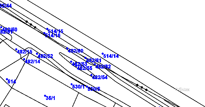 Parcela st. 514/14 v KÚ Cheb, Katastrální mapa