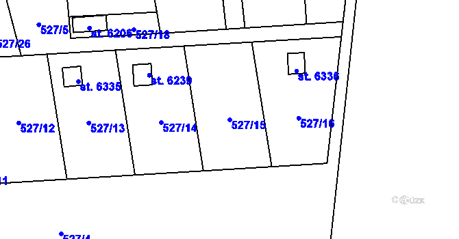 Parcela st. 527/15 v KÚ Cheb, Katastrální mapa