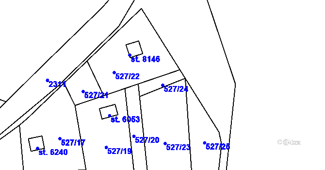 Parcela st. 527/24 v KÚ Cheb, Katastrální mapa