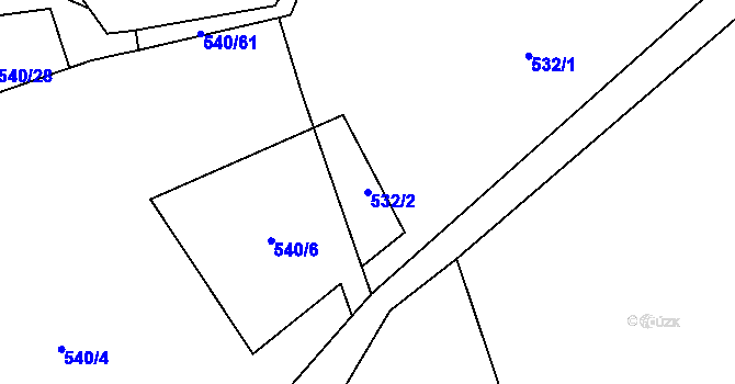 Parcela st. 532/2 v KÚ Cheb, Katastrální mapa