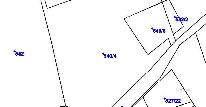 Parcela st. 540/4 v KÚ Cheb, Katastrální mapa