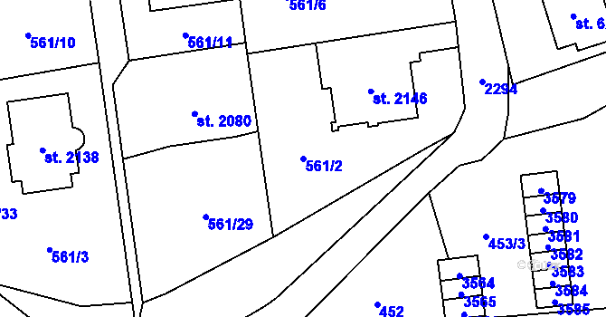 Parcela st. 561/2 v KÚ Cheb, Katastrální mapa