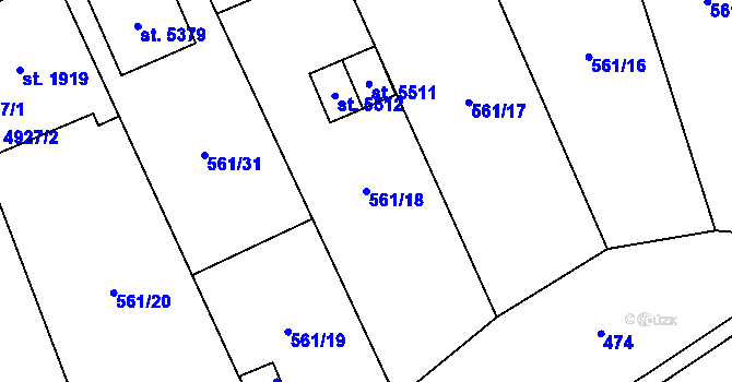 Parcela st. 561/18 v KÚ Cheb, Katastrální mapa