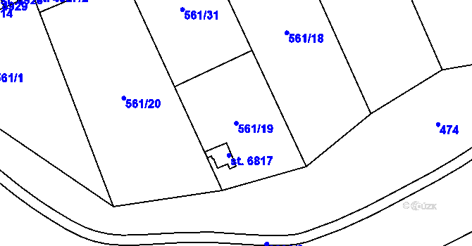 Parcela st. 561/19 v KÚ Cheb, Katastrální mapa