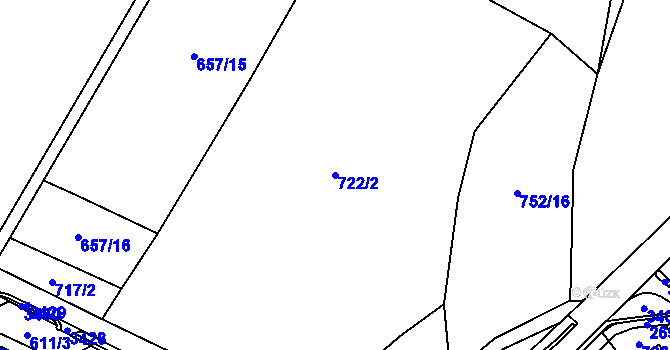 Parcela st. 722/2 v KÚ Cheb, Katastrální mapa