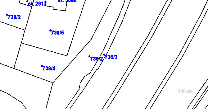 Parcela st. 736/3 v KÚ Cheb, Katastrální mapa