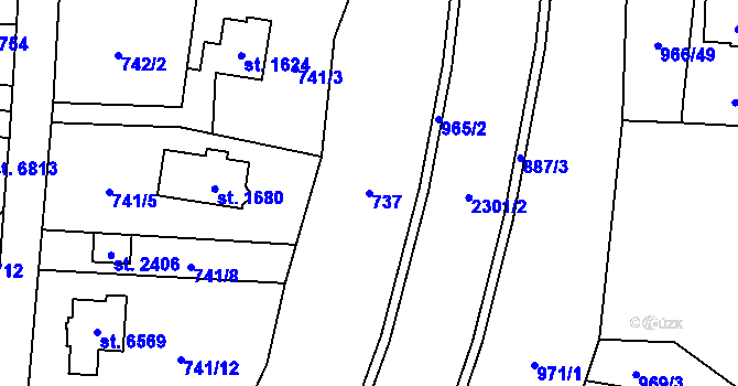 Parcela st. 737 v KÚ Cheb, Katastrální mapa