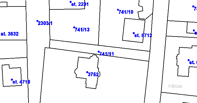 Parcela st. 741/11 v KÚ Cheb, Katastrální mapa