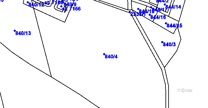Parcela st. 840/4 v KÚ Cheb, Katastrální mapa