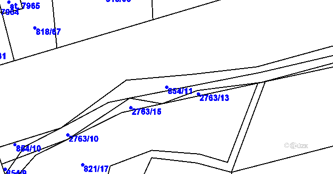 Parcela st. 854/11 v KÚ Cheb, Katastrální mapa