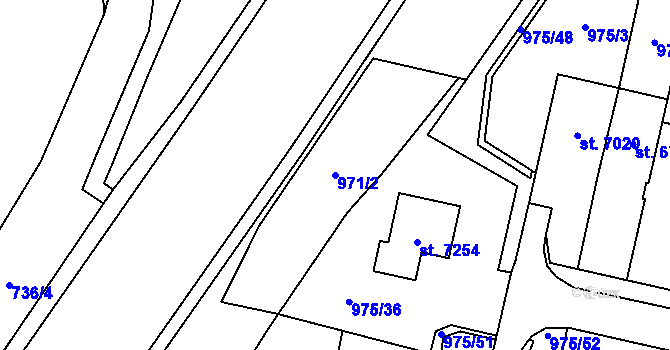 Parcela st. 971/2 v KÚ Cheb, Katastrální mapa