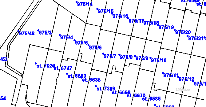 Parcela st. 975/7 v KÚ Cheb, Katastrální mapa