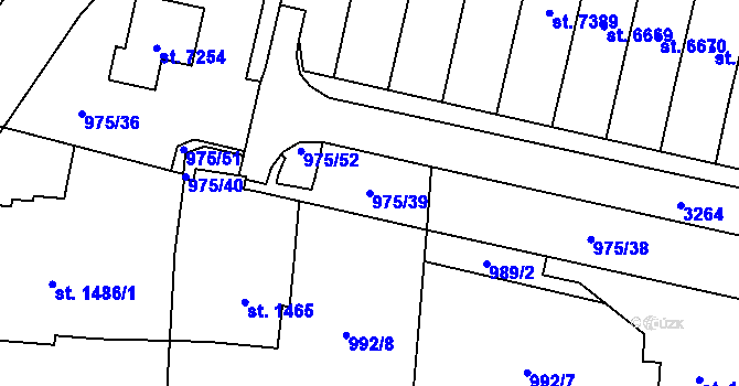 Parcela st. 975/39 v KÚ Cheb, Katastrální mapa