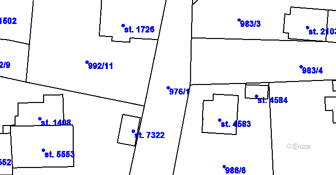Parcela st. 976/1 v KÚ Cheb, Katastrální mapa