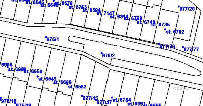 Parcela st. 976/2 v KÚ Cheb, Katastrální mapa