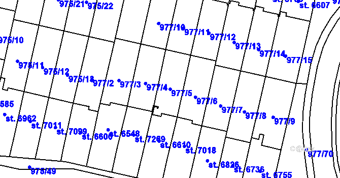 Parcela st. 977/5 v KÚ Cheb, Katastrální mapa