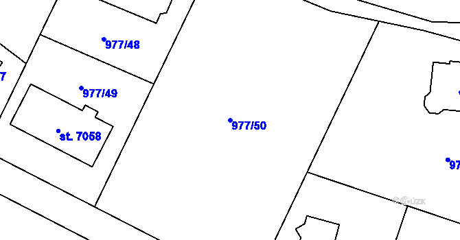 Parcela st. 977/50 v KÚ Cheb, Katastrální mapa