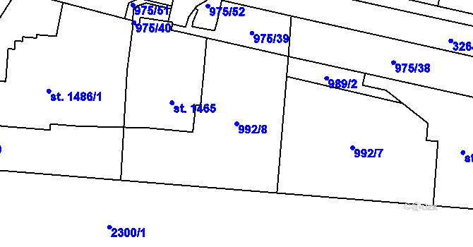 Parcela st. 992/8 v KÚ Cheb, Katastrální mapa