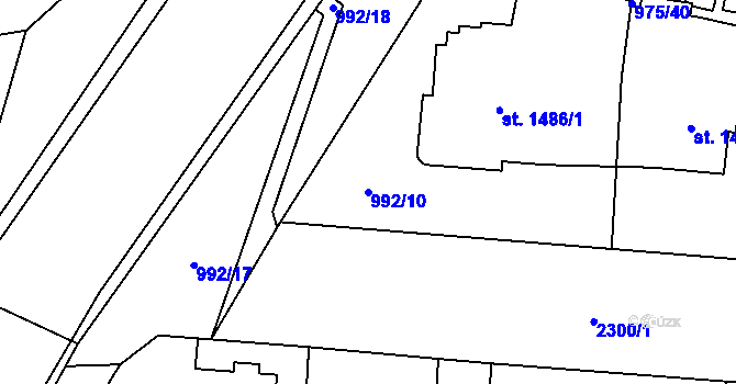 Parcela st. 992/10 v KÚ Cheb, Katastrální mapa