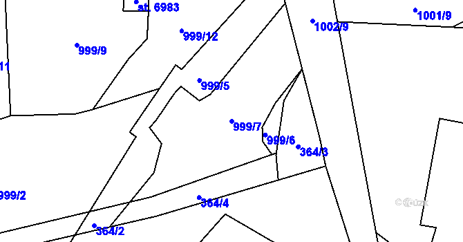 Parcela st. 999/7 v KÚ Cheb, Katastrální mapa