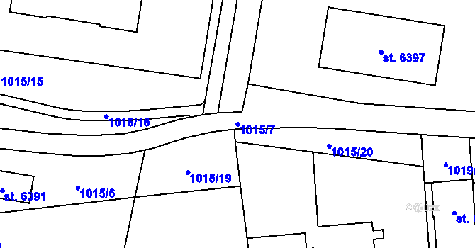 Parcela st. 1015/7 v KÚ Cheb, Katastrální mapa